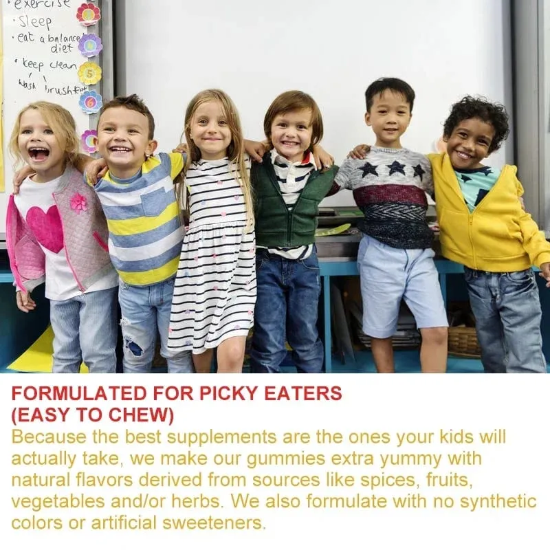 Kids Multivitamins Gummies - Boosts Immunity Promotes Healthy Brain and Body Development Provides Energy