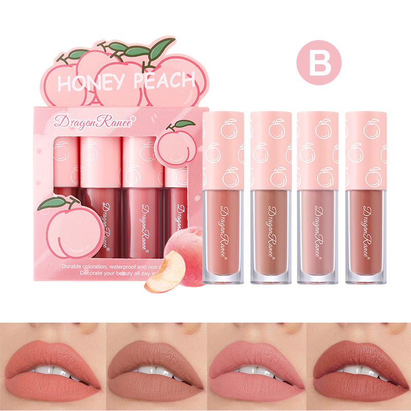 Mini Velvet Matte Lip Gloss Set 3 τμχ/4 τμχ Αντικολλητικό Κύπελλο που δεν ξεθωριάζει με μακράς διαρκείας απόχρωση χειλιών με άρωμα φρούτων Απαλό και ελαφρύ — image 10