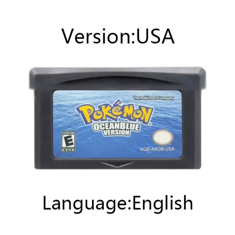 GBA Pokemon Game Cartridge 32-Bit קונסולת משחקי וידאו כרטיס Ash Grey Liquid Crystal Light Platinum Moemon Emerald שפה אנגלית