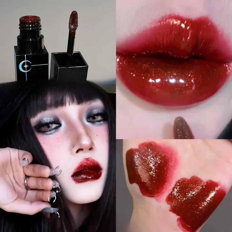 Shimmer Matte Black Red Rúzs Punk Gothic Lipgloss Halloween Makeup Mousse Lip Mud Rúzs Vízálló Tapadásmentes Cup Lip Tint — image 4