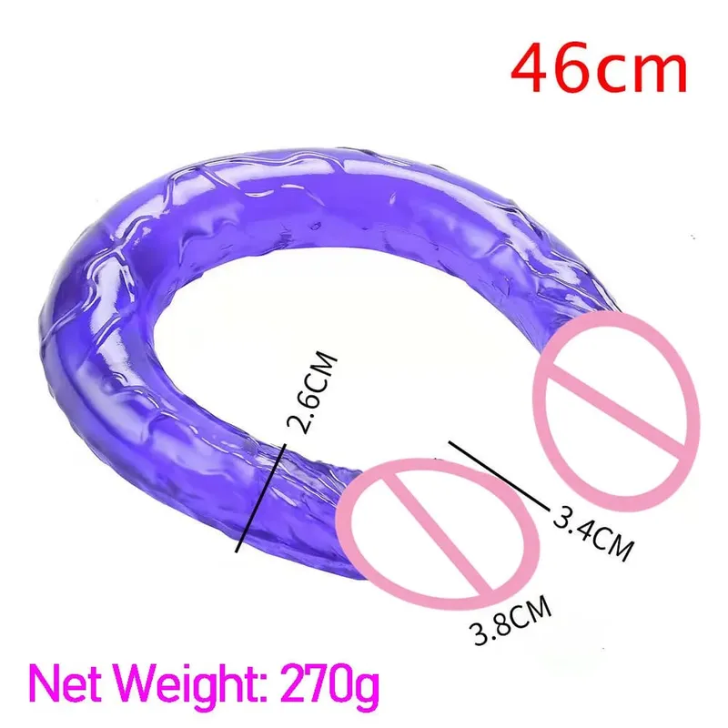 Soft Jelly Dildo Double Long 46cm Realistic Cock Lesbian Vaginal Anal Plug Flexible Fake Penis for Women Sex Toys