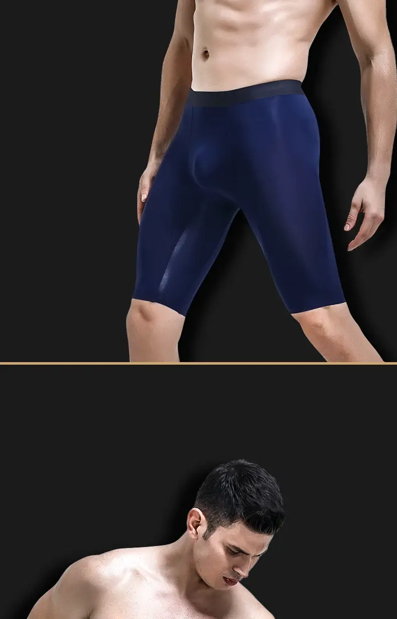 Men's sports underwear for summer, ice silk, quick-drying, extended, anti-friction legs, loose four-corner short underpants — image 15