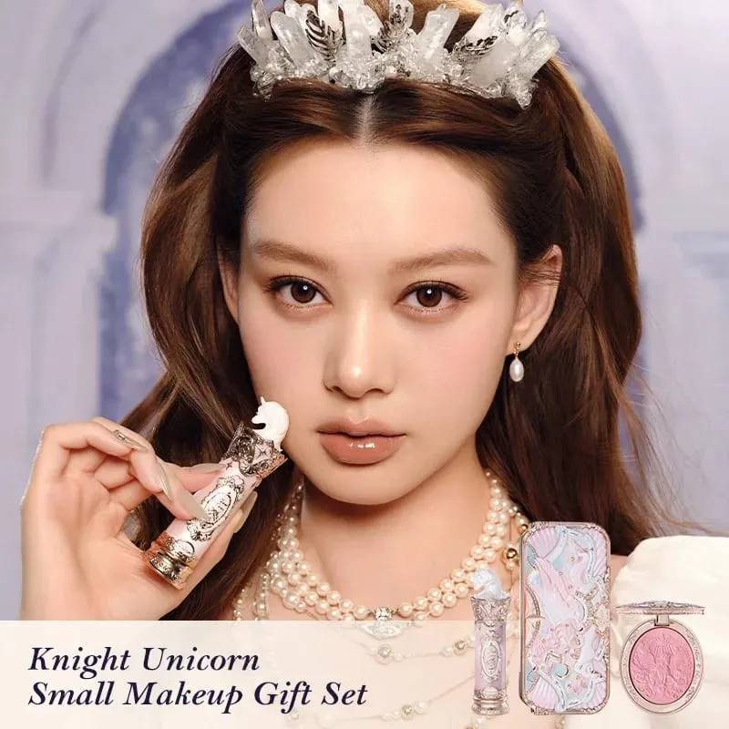 Flower Knows Knight Unicorn קולקציית מתנה סט איפור 3 יחידות ערכת צלליות עיניים פלטת עמיד לאורך זמן שפתון סומק הגדרת אבקת