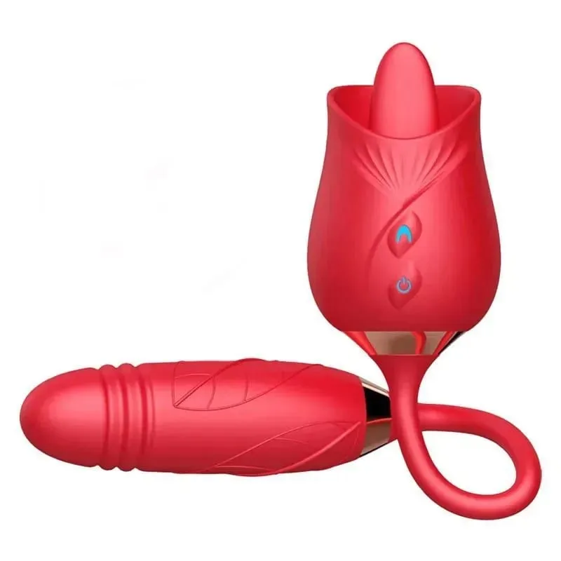 Rose 3 az 1-ben Sucker Vibrátor nőknek Teleszkópos klitorisz stimulátor Műpénisz Licking Vagina Masszírozó Maszturbátor Női Szexjátékok