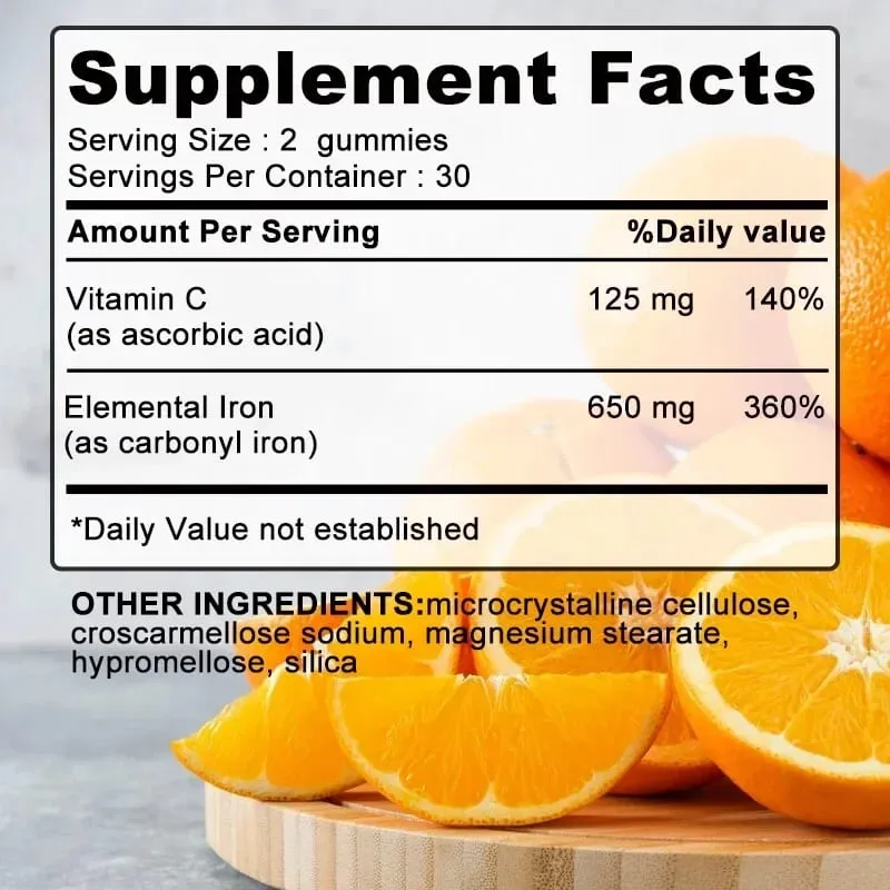 Iron Gummies 650 Mg - Promotes Red Blood Cell Production Relieves Fatigue Gently Absorbs Iron and Improves Energy — image 2