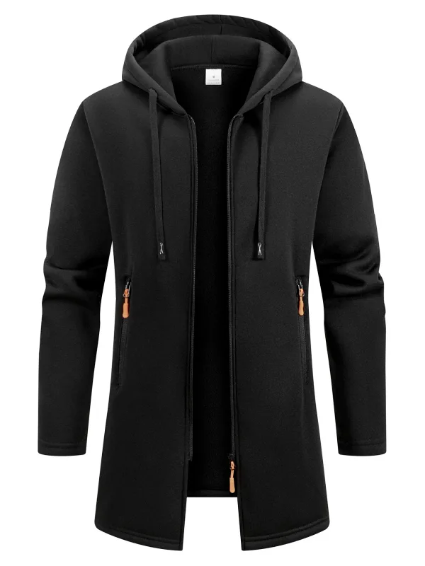 Chaqueta Retro con cremallera para hombre, cortavientos de longitud media, chaquetas cálidas de lana para primavera, otoño e invierno, abrigo informal de hilo de retales a la moda