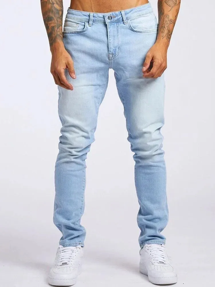 Ανδρικό τζιν ελαστικό Skinny μονόχρωμο Stretch Pencil Παντελόνι Slim Fit Τζιν Τζιν Τζόγκινγκ Streetwear Cowboy Casual Παντελόνι Blck