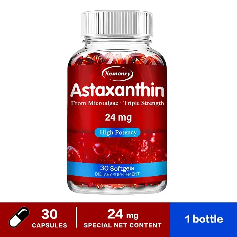 Astaxanthin Capsules Promotes Cardiovascular Health Accelerates Metabolism Antioxidant Supplement Skin Healty