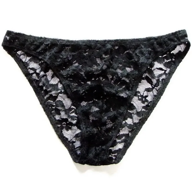 Sexy Men Lace Transparent Briefs Perspective Underwear Hollow Out Rose Mesh Low Rise Male Panties — image 3