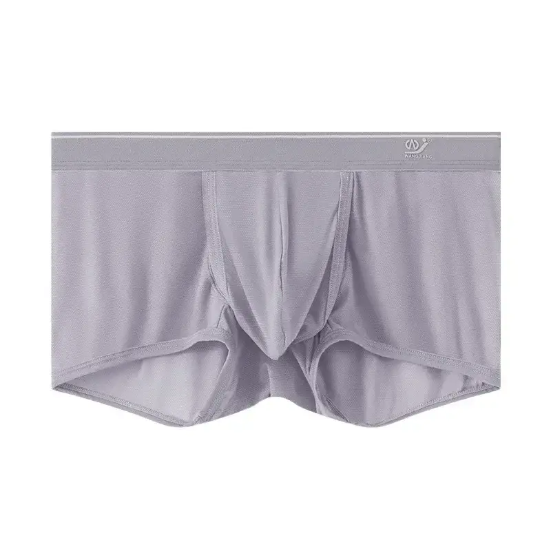 1pc/2pcs Panlalaking Ice Silk Boxer Briefs Sexy Elastic Low Waist Underwear Open Front Soft Pouch Shorts Trunks — image 12