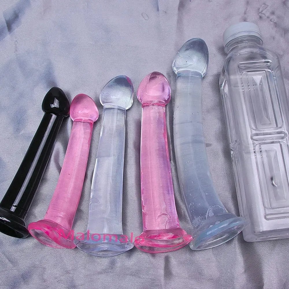 Cheap TPE Transparent Anal Plug Jelly Dildo 4Sizes Suction Cup Cock Vaginal Masturbation Soft Small Penis Women Man Sex Toys