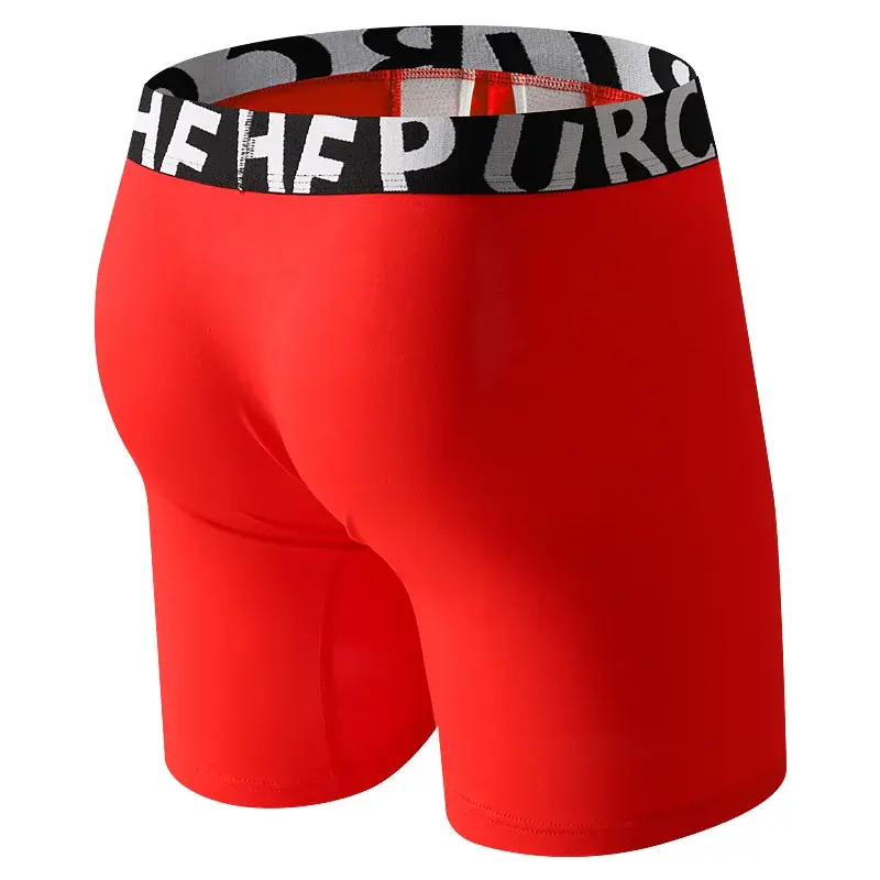 Men's Long Leg Cotton Boxer Briefs with Scrotum Pouch Anti-Chafing U Convex Separation Sports Underwear for Comfort — image 16