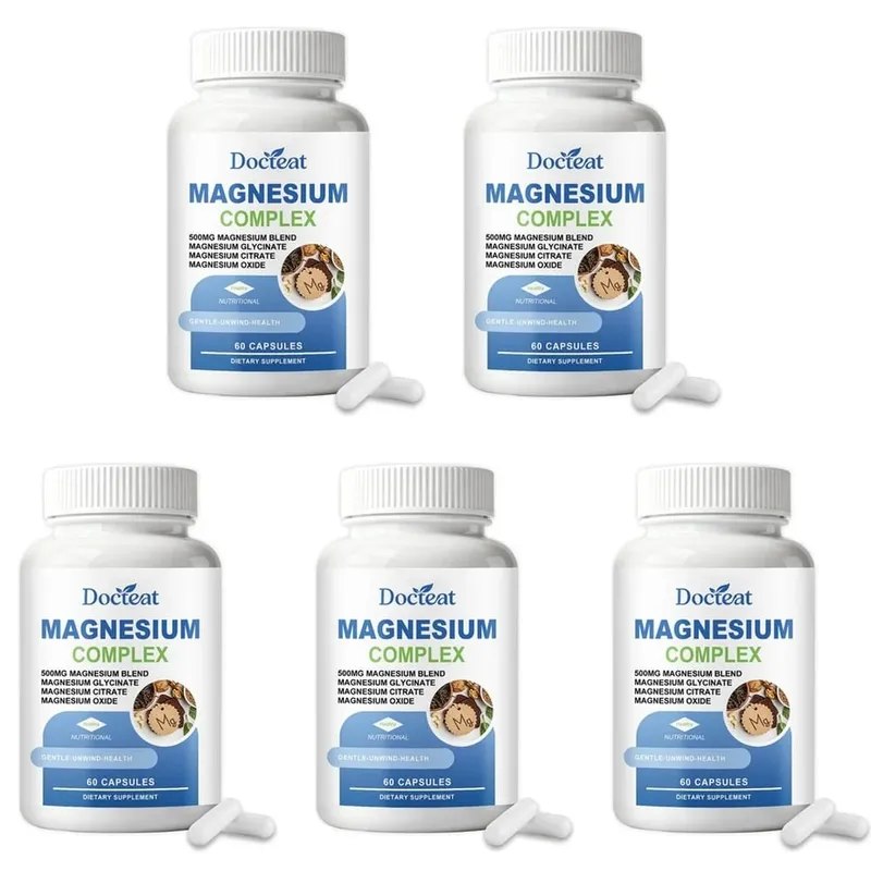 Docteat Magnesium Complex Capsules with 500mg Magnesium Blend Supports Nerve Health and Energy Metabolism Daily 60 Capsules