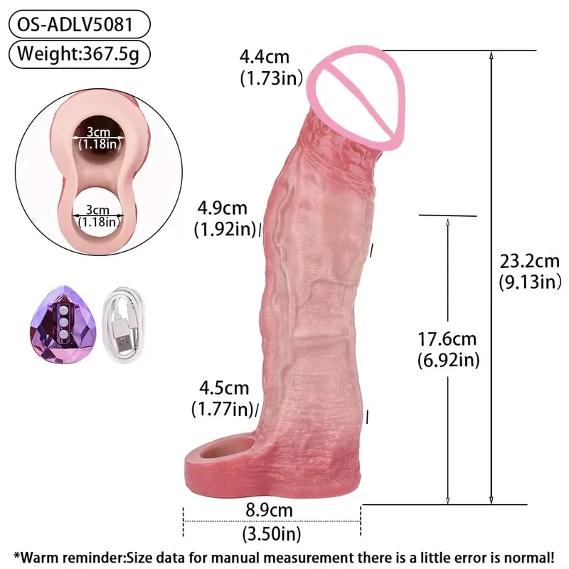 Wireless Control Realistic Hollow Dildo Soft Silicone Penis Sleeve Condom Male Dick Enhancer Delay Ejaculation Sex Toys