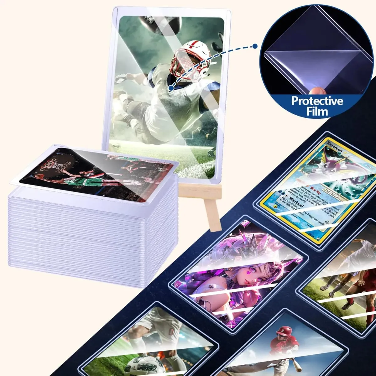 25-150 Chiếc Thẻ Cứng Holdre Với Màng Bảo Vệ Thẻ Tay Chống Trầy Xước Bảo Vệ Phù Hợp Với Yugioh Pokemon Bóng Chày thẻ Thể Thao