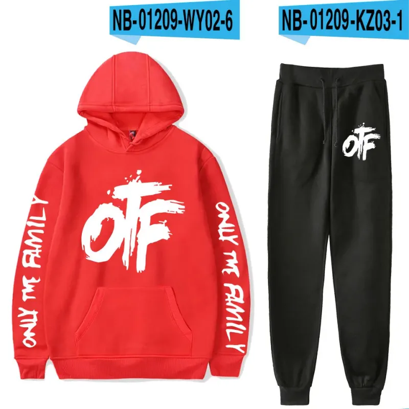 Harajuku مريحة مضحك OTF رسالة طباعة البلوز Sweatpants دعوى الرجال/النساء هوديس + بنطلون دعوى لطيف 2 قطعة مجموعة الملابس — image 14