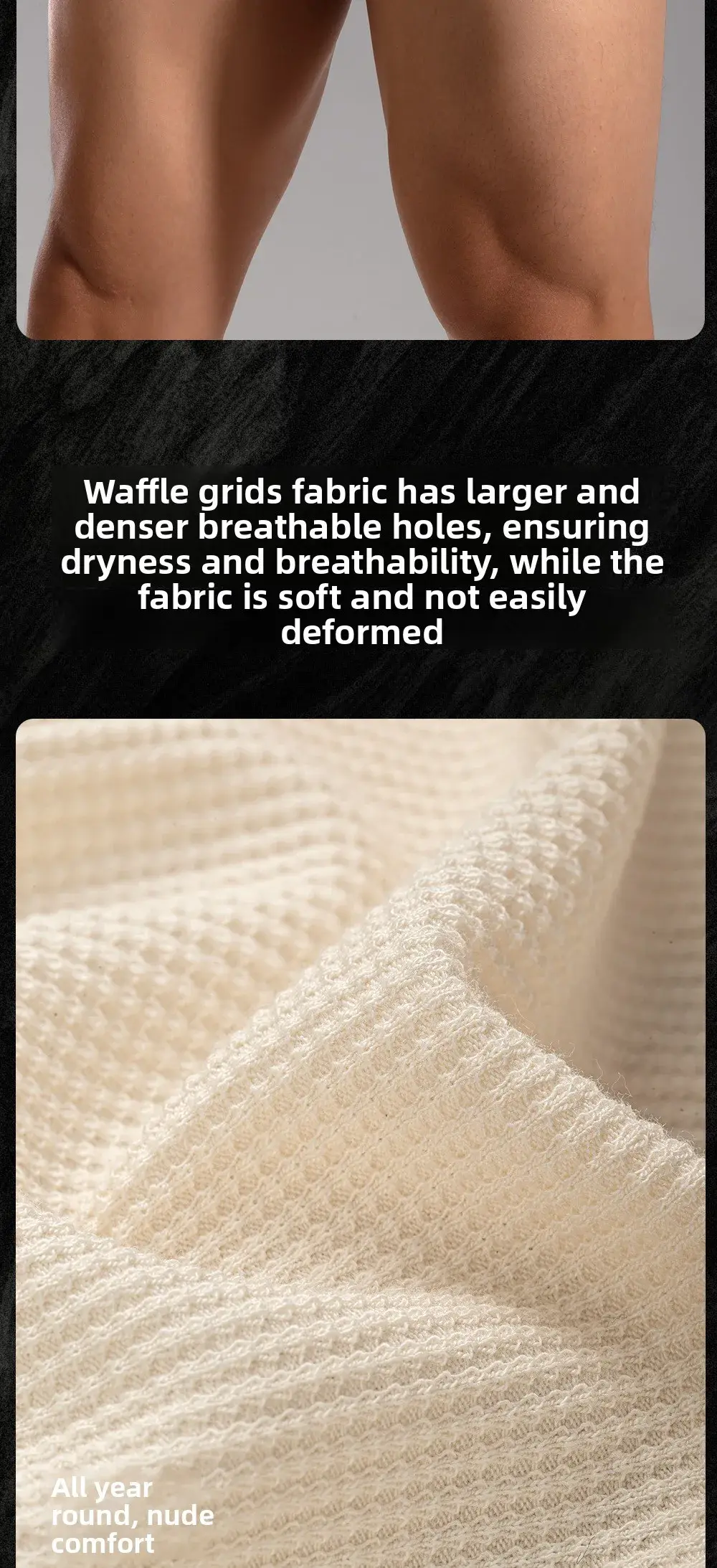 3pcs Sexy Men Waffle Cotton Briefs with Raised Bag Support Pouch With Hole U Spacious Separate Crotch Breathable Anti-sweat 3256812343913911