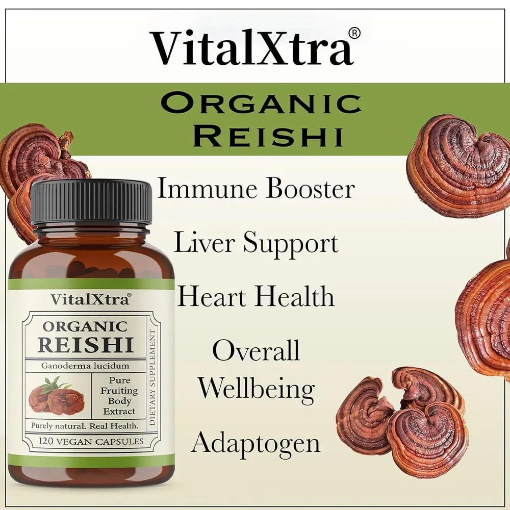 Reishi Mushroom Capsules 1000mg Ganoderma Lucidum Supports Immune Health Relaxation Sleep & Natural Energy Vegan Non-GMO