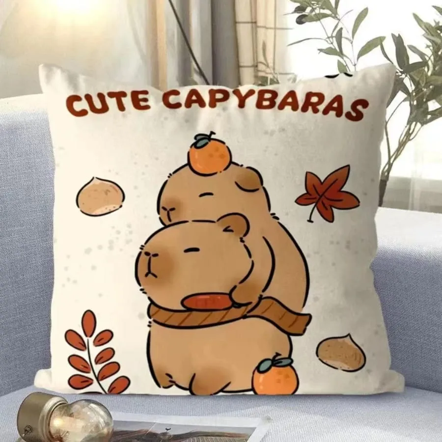 Capybara aranyos dobópárna rajzfilm négyzet alakú párnák Kawaii anime puha derék kanapé párna autós otthon hálószoba dekoráció — image 4