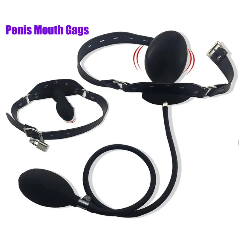 Flexible Size Silicone Mouth Gag BDSM Ball Accessory Plug Inflatable with Detachable Pump for Erotic Restraint Sex Game Play Toy