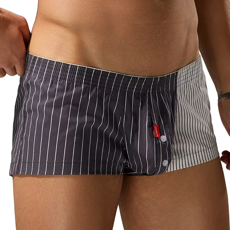 Seobean Men's Color-Block Striped Pure Cotton Home Underwear Shorts Comfortable Breathable Casual Pants for Men — image 4