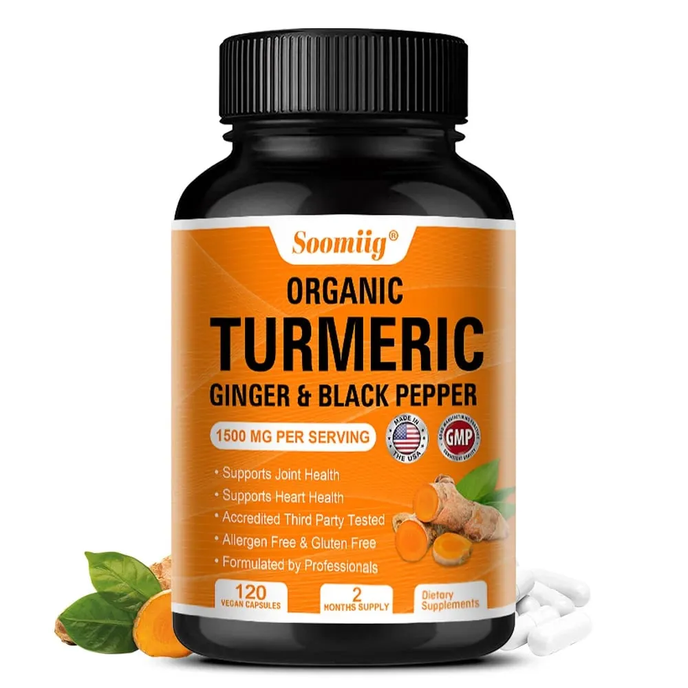 Turmeric Curcumin with Black Pepper Extract 1500mg Joint & Immune Health Support - High Absorption Turmeric Supplement NON-GMO