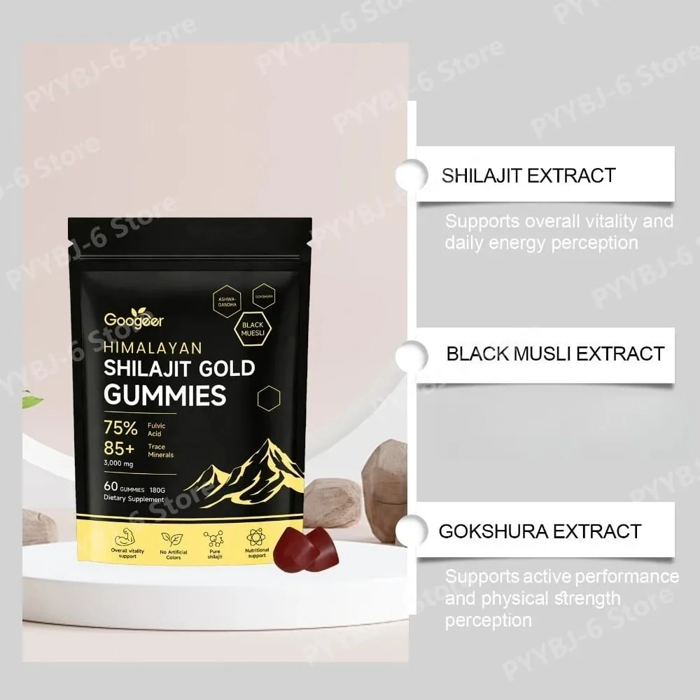 Η φόρμουλα Himalayan Shilajit Gold 60 Gummies Minerals υποστηρίζει την ενίσχυση της ενέργειας και τη ζωτικότητα του σώματος Φυσικό συμπλήρωμα διατροφής — image 3