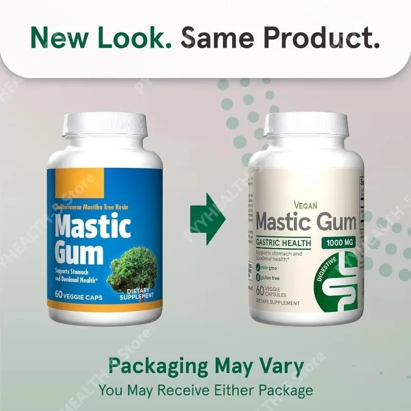 Mastic Gum 1000 mg 60 Veggie Caps Digestive Tract Support for Stomach and Duodenal Health 30 Servings Dietary Supplement