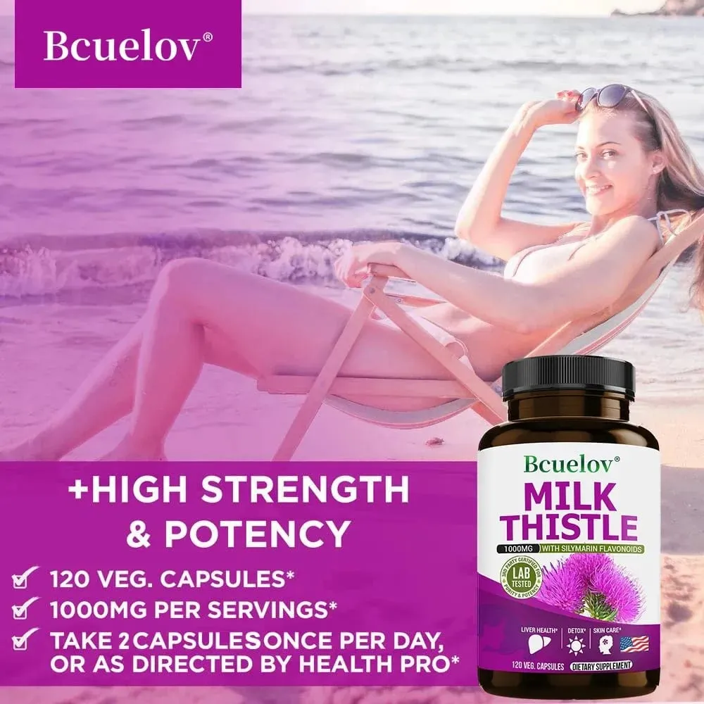 Milk Thistle Extract 1000mg - Gluten-Free Non-GMO Antioxidant Supplements for Healthy Skin Liver Detox Digestion Immune — image 6