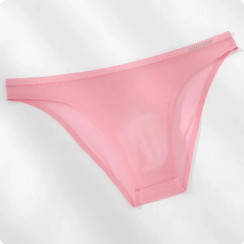 Seamless Quick Drying Men Briefs Underwear Solid Color Ice Silk Ultra-thin Underpants Sexy Breathable 3D Pouch Panties Undies