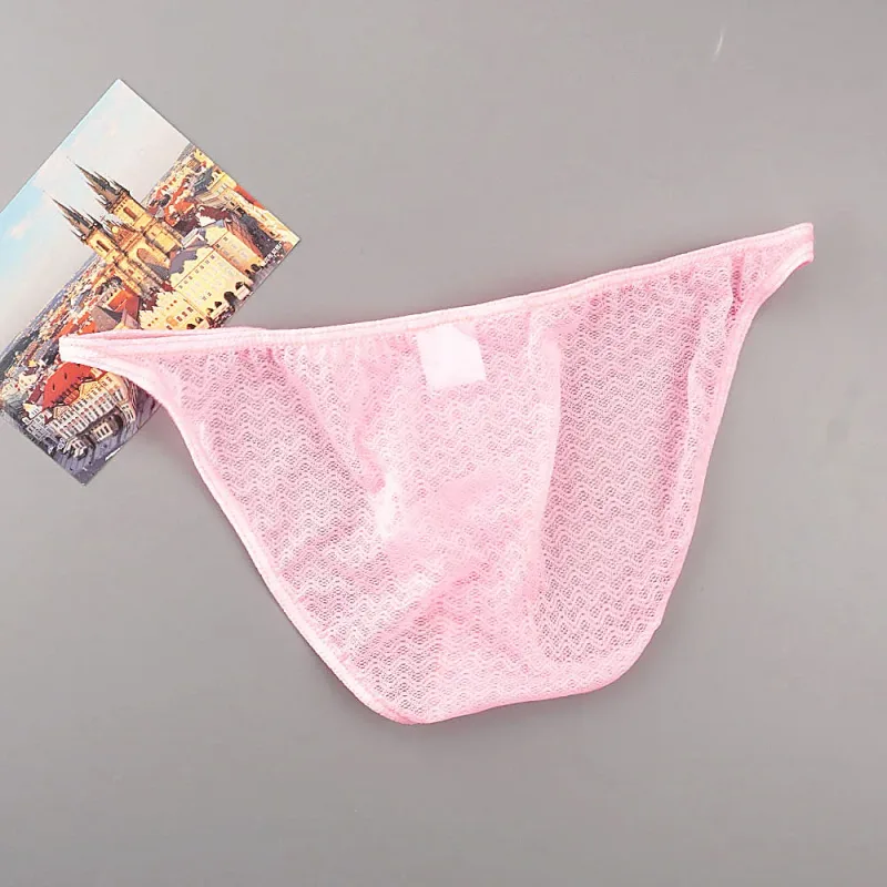 Ultra Thin Strap Mesh Nylon Briefs for Men Bulge Pouch Low Rise Breathable Male Underwear Sexy Plus Size Panties S-XL