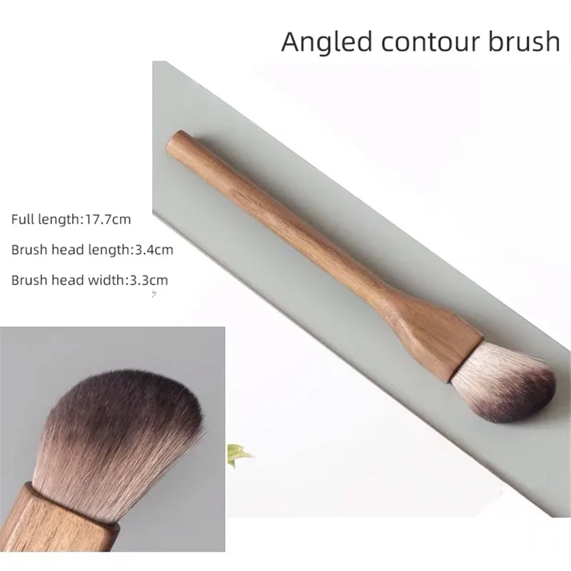 Πινέλο μακιγιάζ με λαβή ξύλου καρυδιάς Loose Powder Blush Contour Brushes Super soft High Density Tools Makeup Brush — image 9