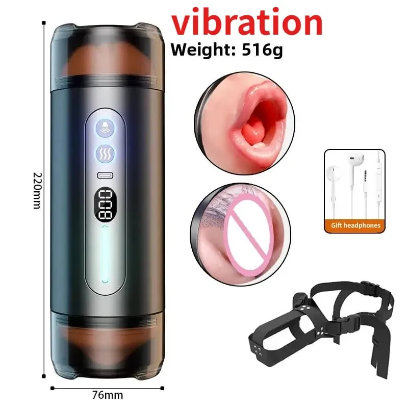 2 IN 1 Realistic Artificial Vagina for Men Masturbator Cup Deep Throat Blowjob Massager Pocket Pussy Erotic Penis Adult Sex Toys