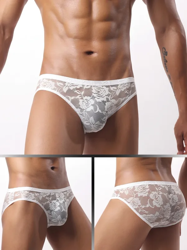 4pcs Sexy Men's Briefs Soft Breathable Lace Underwear Men's Hot Hips Transparent Jockstrap Sexy Colorful Undies Cueca E114 — image 10