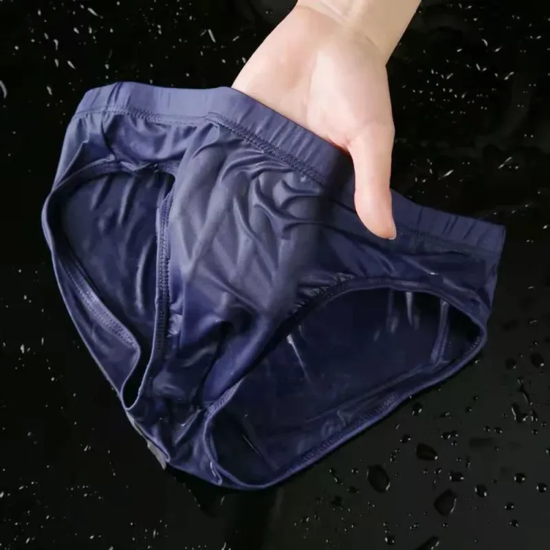 Men Sexy Sheer Ice Silk Briefs Underwear Quick-Dry U Convex Pouch Breathable Low-Waist Underpants Summer Cooling — image 7