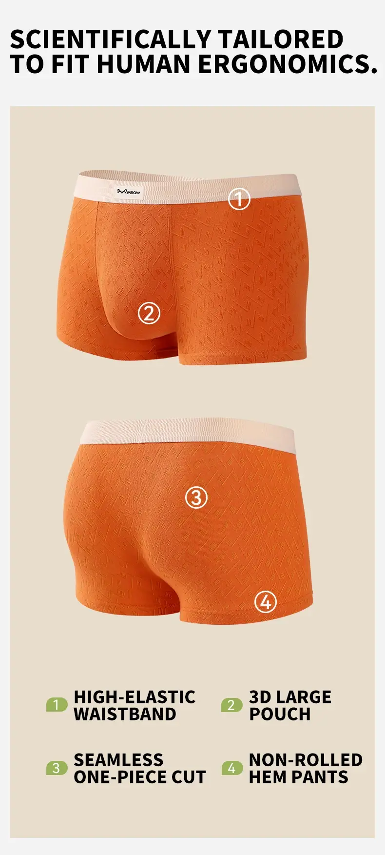 MiiOW 3Pcs Cotton Men Underwear 10A Antibacterial Crotch Men's Panties Breathable Mesh Man Underpants Softness Mens Boxer Briefs — image 9