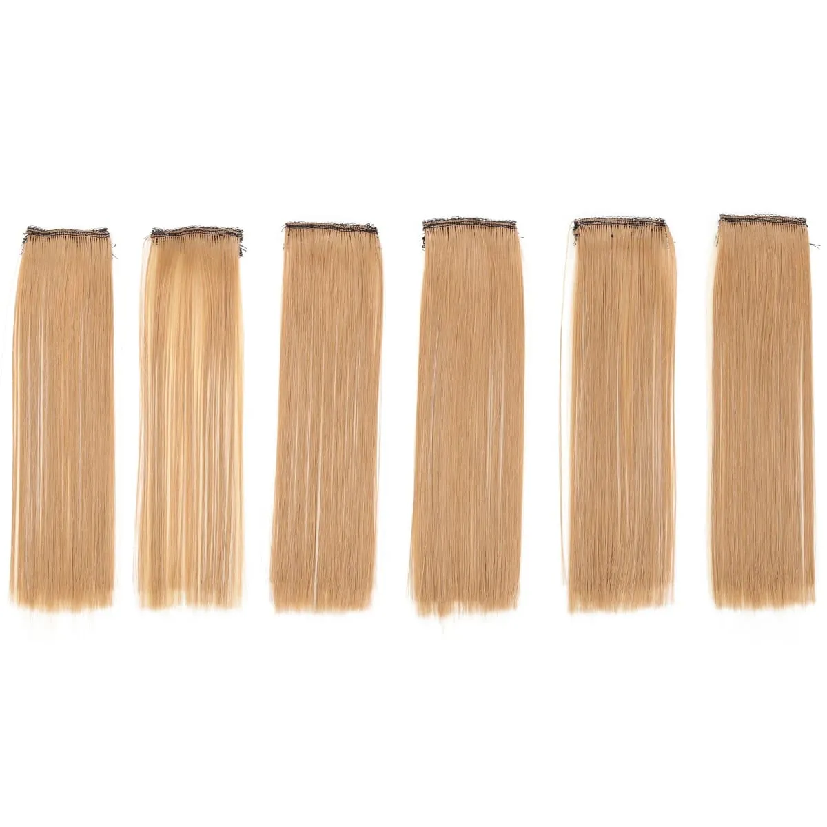 6PCS 6 Clips In Synthetic Hair Extensions Medium Short Straight Clip In Highlights Hairpiece For Women Daily Use