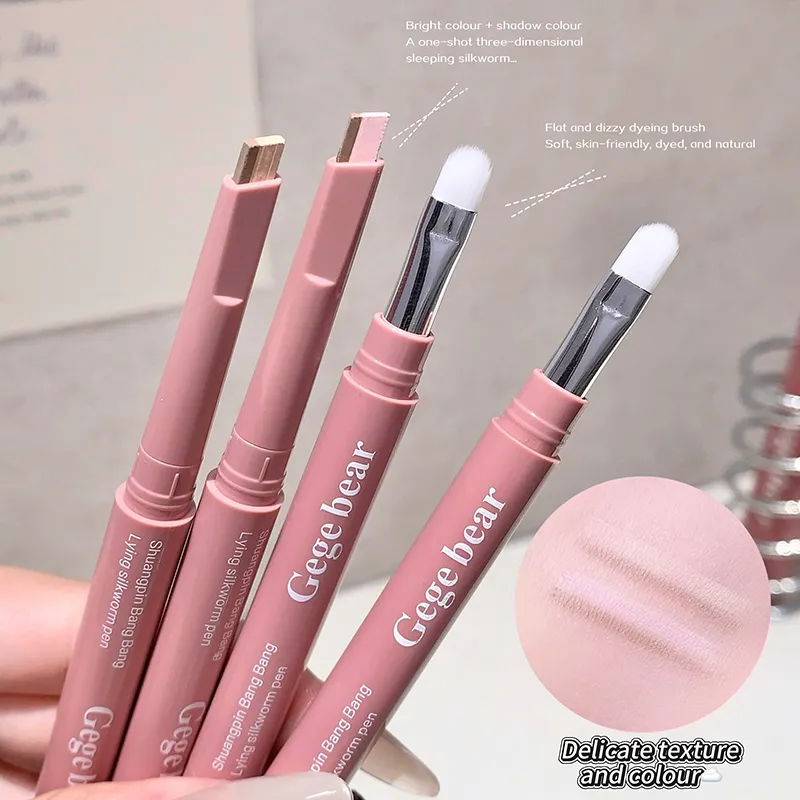 Gege Bear Dual Tone Silkworm Pen 2-in-1 הדגשה וצללית לטווח ארוך טבעי וידידותי למתחילים