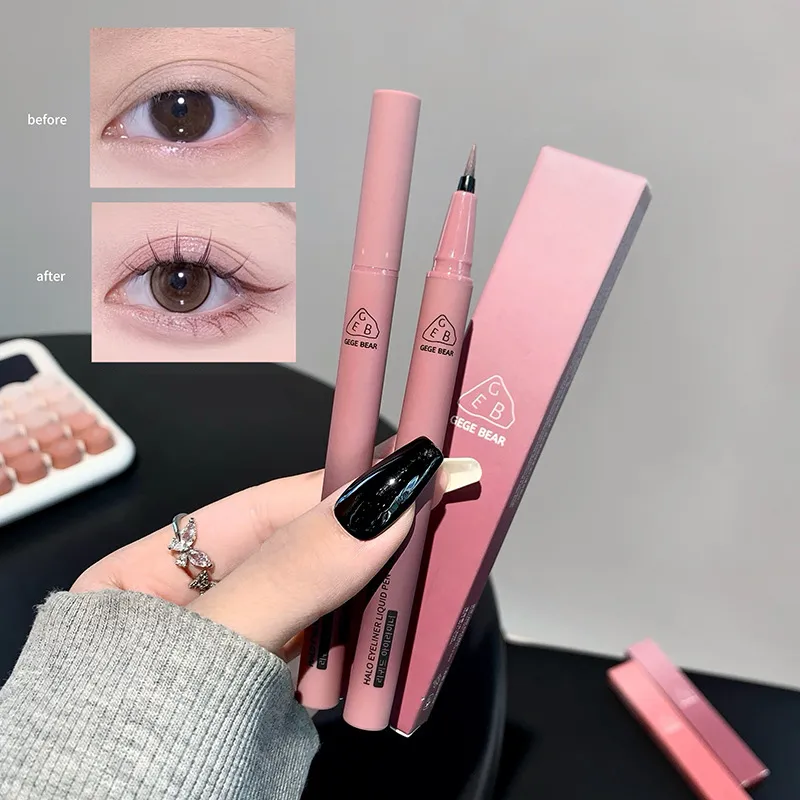 Αδιάβροχο Quick Dry Liquid Eyeliner Pen Ultra-fine Matte Black Brown Lasting Lying Silkworm Eyeliner Pencil Φυσικό Μακιγιάζ ματιών
