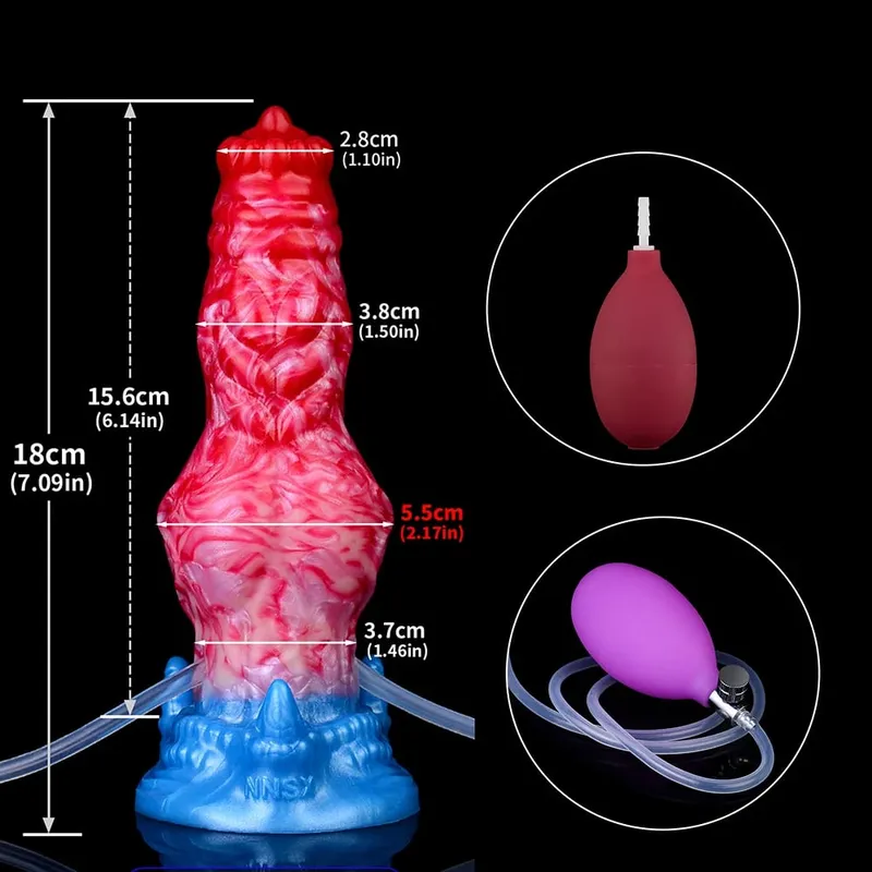 Ejaculation Anal Plug Dog/Wolf Dildo Inflatable Big Knot Penis with Squirting Function Strong Sucker Sex Toy for Women Men — image 13