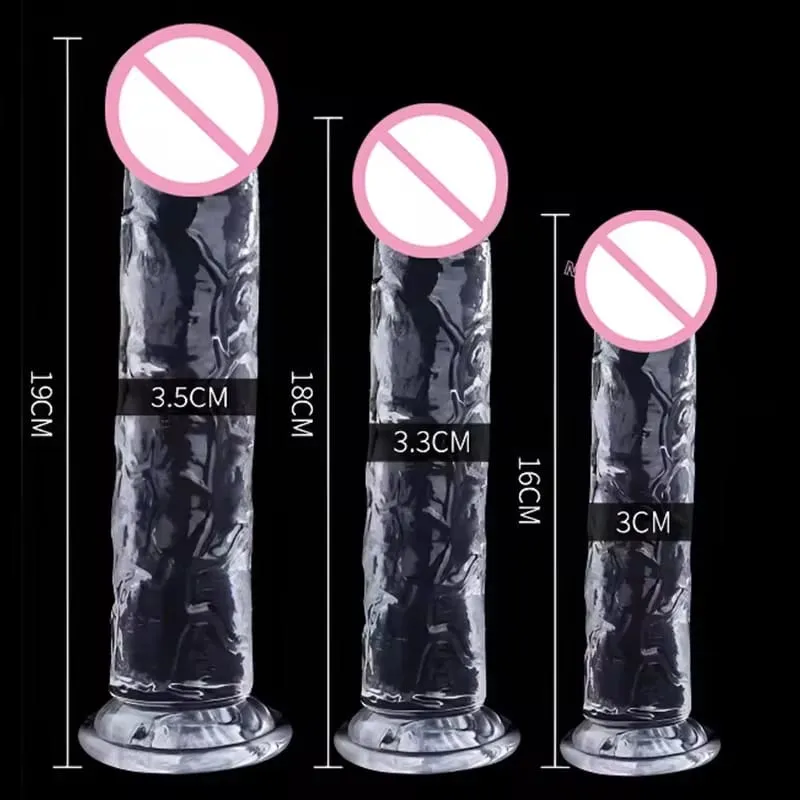 Transparent Soft Jelly Dildo Realistic Fake Dick Penis Suction Cup Dildo Realistic Sex Toys For Lesbian Women Female Masturbator — image 6