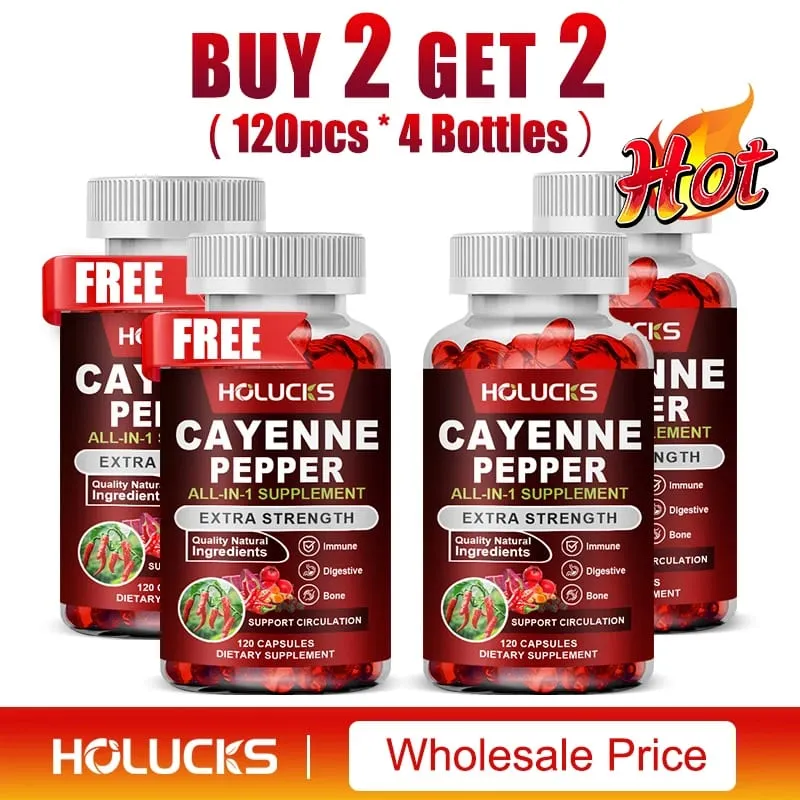 Cayenne Pepper Capsules with Vitamin D3 K2 Blood Circulation Promote Digestion Boost Metabolism Support Joint Bone Health