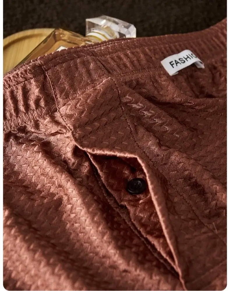 2 Pack Men's Ice Silk Boxers Mid-Rise Loose Fit Summer Cool Trendy Sheen Underwear Sleepwear Male Panties