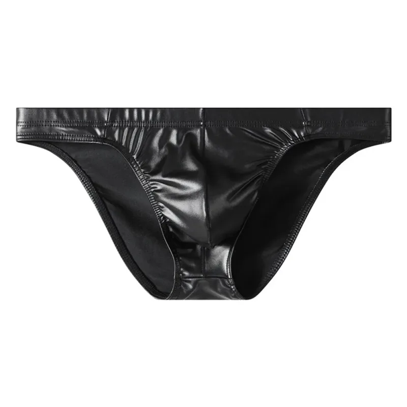 Sexy Briefs Underwear Men Faux Leather Sexy Underwear Briefs Low Waist Bulge Pouch Lingerie Panties Underpant Triangle Pants — image 7