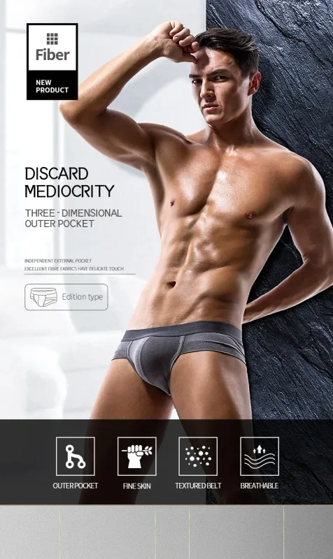 5PCS Men's three-piece briefs with U-shaped pouch, modal fabric, breathable, summer youth low-rise bottom pants — image 9