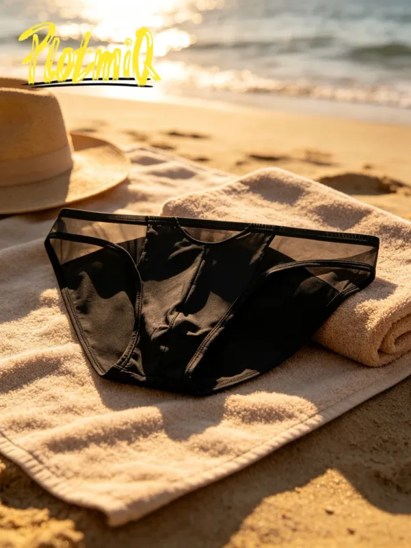 1PCS Mens Spliced Sheer Bikini Underwear Black Mesh Panel Design Soft Elastic Material 3D Contour Pouch Male Briefs — image 16