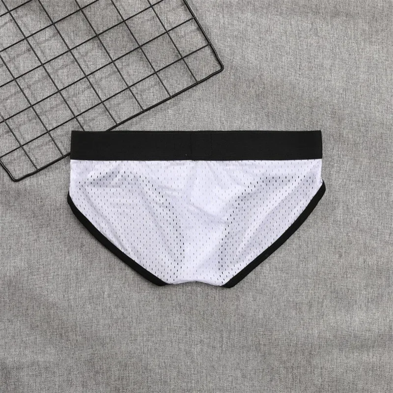 2026 solid color new men's low waist through mesh breathable briefs addicted underwear AD4-M388