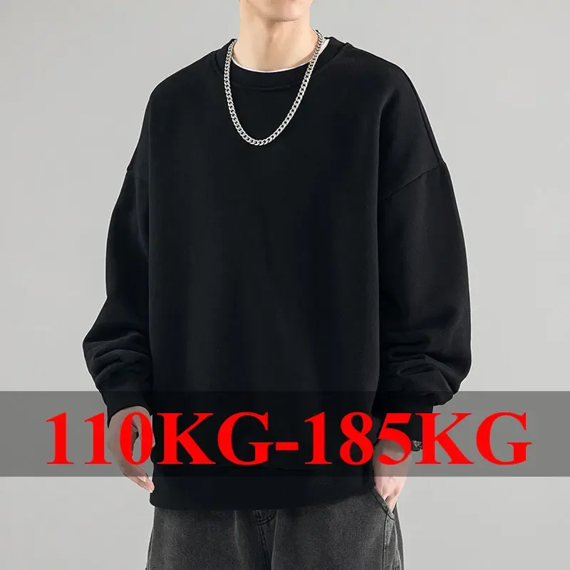 Plus Size Herren Pullover Vollbaumwolle Sweatshirts 5XL 6XL 7XL Herbst Winter Lange Ärmel Bedruckte Tops Männliche Kleidung 110kg-180kg