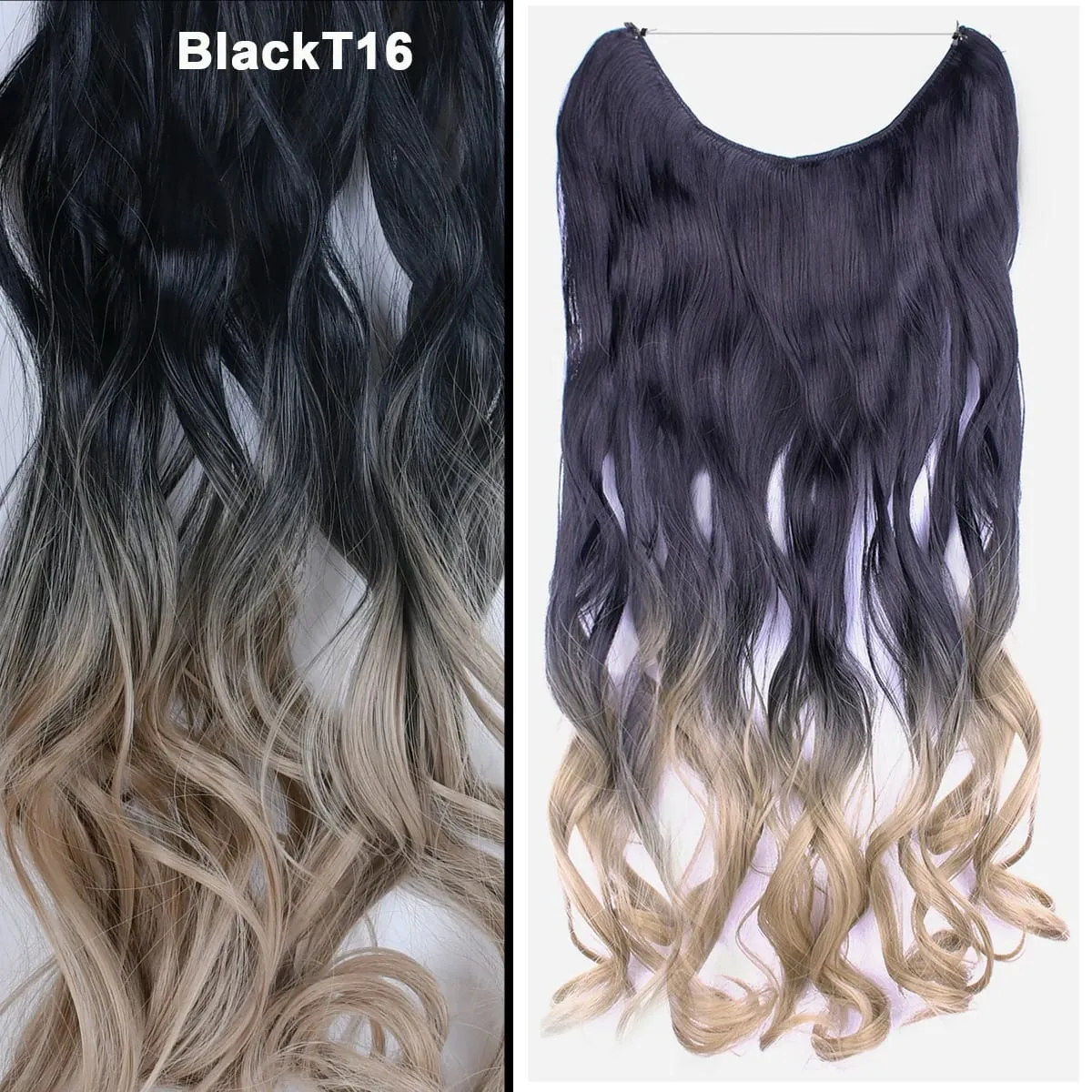 Jeedou κυματιστά μαλλιά Extension Elasticity Αόρατο σύρμα Fish Line One Piece No Clips Συνθετικά Hairpieces Ombre Χρώμα για γυναίκες — image 45