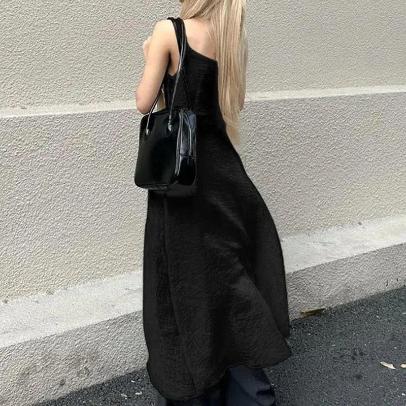 Xingqing y2k Camisole Top Γυναικεία Ρούχα Μονόχρωμα V λαιμόκοψη λουράκι Αμάνικο σχίσιμο μπλουζάκι μπλουζάκι Τάνκ 2000s Streetwear — image 3